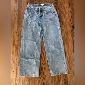 H&M Button Fly Wide Leg High Rise Jeans, size 10